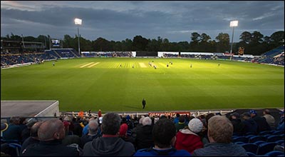 Photo of floodlit Glamorgan cricket pitch