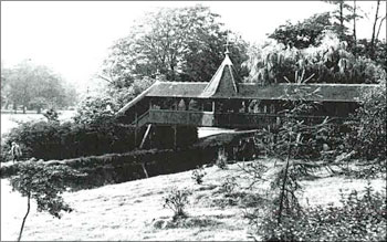 Old photo of the Swiss Bridge in Bute Park