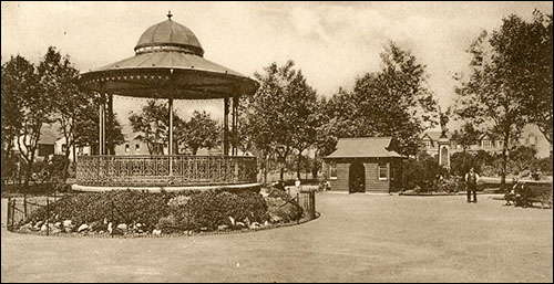 Old postcard of Grange Gardens bandstand