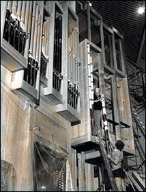 Photo of St David's Hall organ under construction