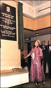 Photo of Queen Mother opening St David's Hall, Cardiff