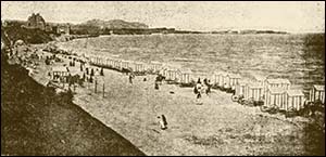 Photo of bathing vans on Colwyn Bay beach