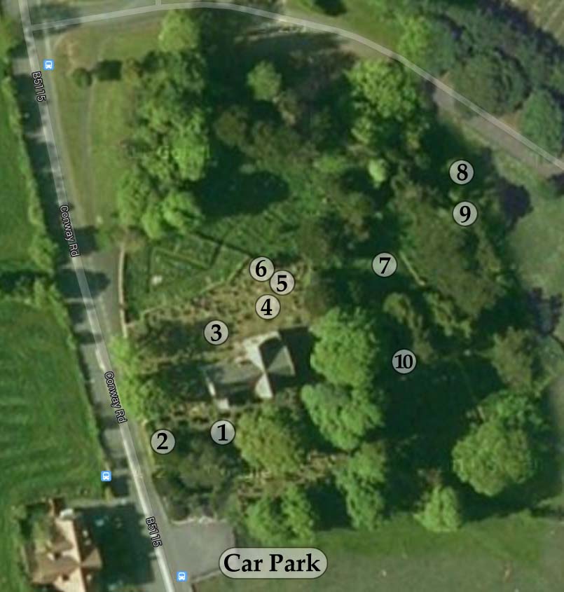 view of chuch yard showing positions of graves