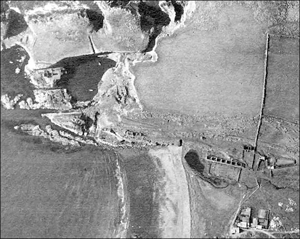 Aerial view of Abereiddi quarry in 1946
