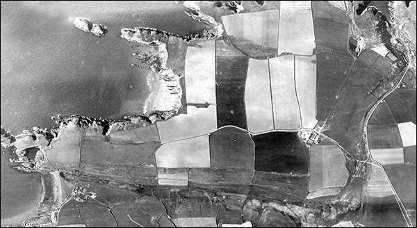 Aerial view of Abereiddi quarry tramway route in 1946
