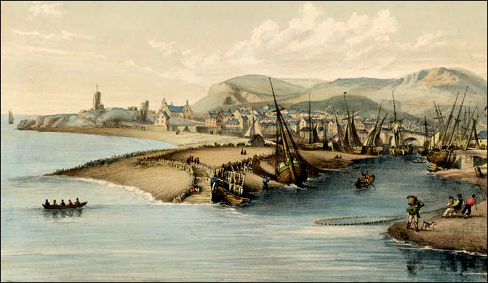 View upriver from Ystwyth Pier c1850