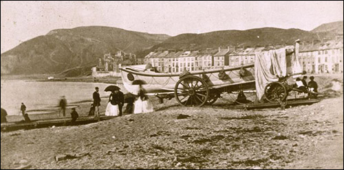 Photo of Aberystwyth lifeboat on beach in 1881