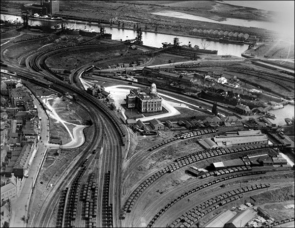 Aerial view of Barry docks in 1929