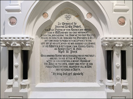 Photo of memorial to first pastor of Ebenezer Chapel, Cardiff