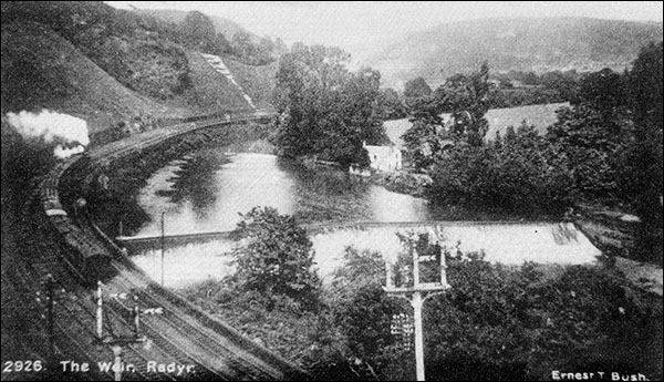 Photo of Radyr weir and steam train c.1920