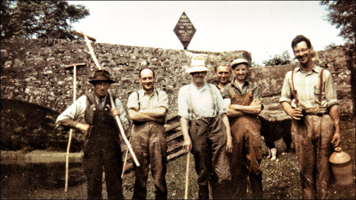 Photo of farmers by the canal for sheep dipping