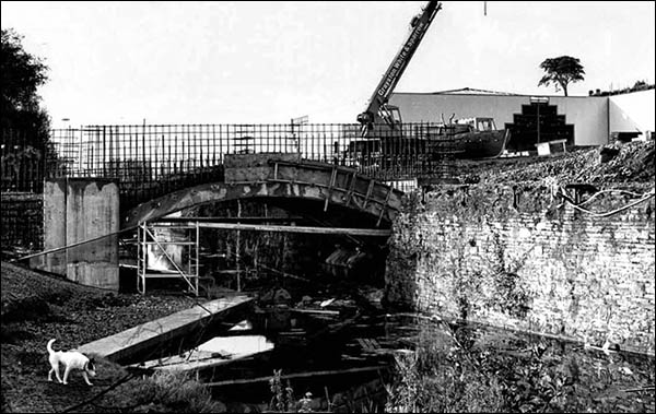 Photo of construction of canal bridge at Cwmbran Retail Park