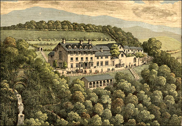 Drawing of Hafod Arms Hotel circa 1860