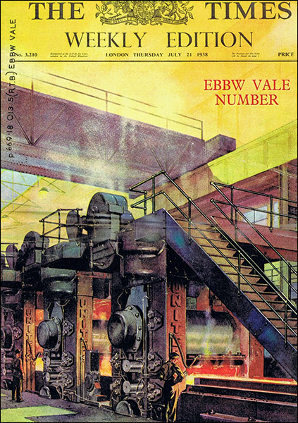 Picture of Ebbw Vale steelworks rolling mill in 1938