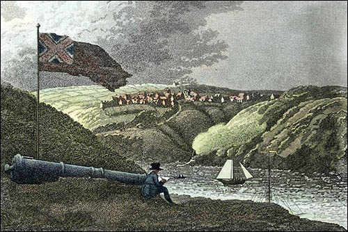 Drawing of Fishguard harbour in 1797