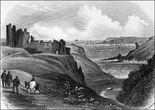 Engraving of Pennard Castle c.1850