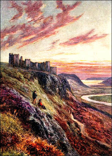 Old painting of Pennard Castle