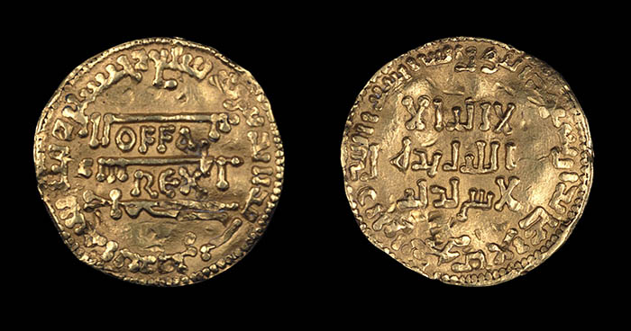 Photo of King Offa coin with Arabic calligraphy Photo of King Offa coin with Arabic calligraphy