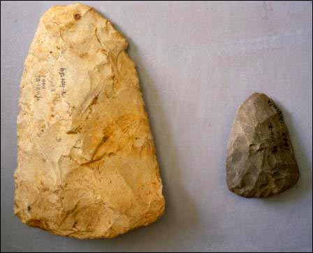 Photo of handaxes found at Coygan Cave laugharne_coygan_handaxes