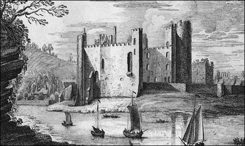 Drawing of Laugharne port in 1740