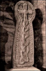 Photo of Celtic cross in Laugharne church