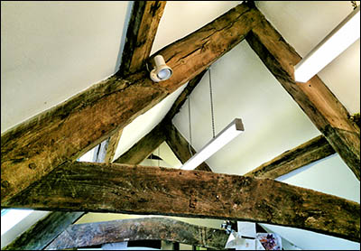 Photo of old beams in Merthyr Court House