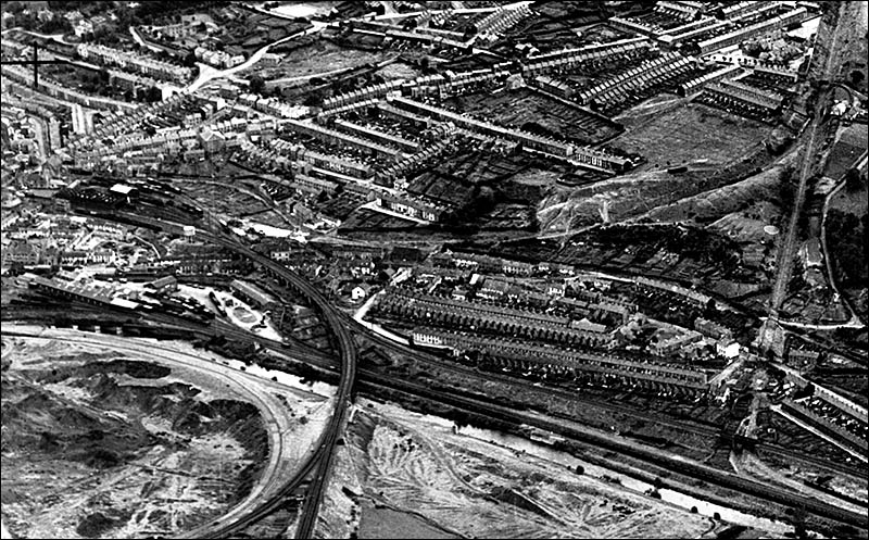 Aerial photo of Merthyr Tydfil railways in 1945