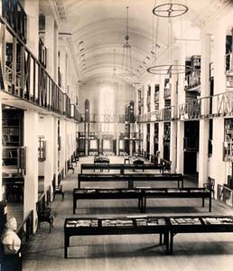 Old photo of interior of NLW