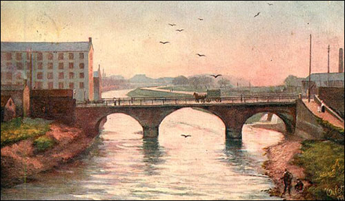 Old painting of Neath river bridge