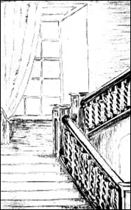 Old sketch of Wern Newydd staircase