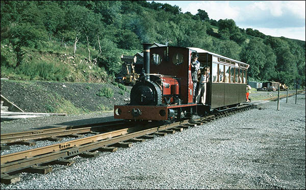Photo of train arriving at newly reopened Pontsticill station in 1980