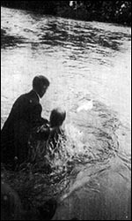Photo of river baptism at Risca