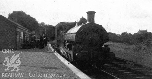 Old photo of saddle tank at Rosebush station