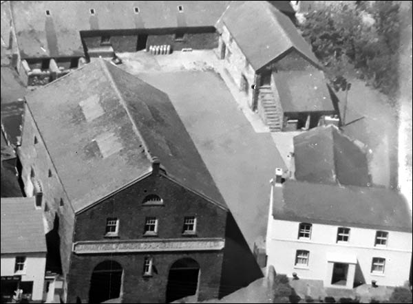 Old aerial photo of Pentre farmhouse and co-op building