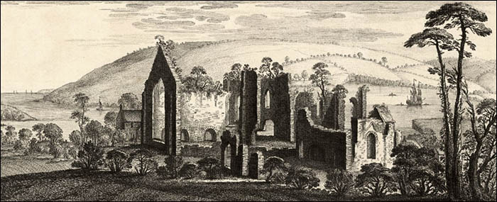 Drawing of St Dogmaels Abbey ruins in 1740