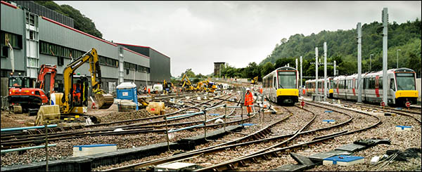 Photo of new tram-train depot in Taff's Well in 2023