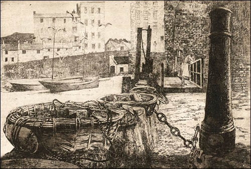 Drawing of Tenby sluice wall in 1890