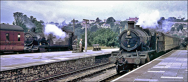 Photo of steam trains at Tenby station in 1960s