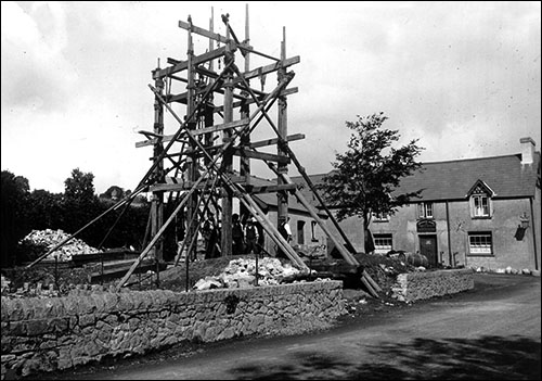 Photo of Wenvoe war memorial under construction Photo of Wenvoe war memorial under construction
