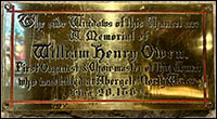 Photo of WH Owen memorial plaque in church in Dublin