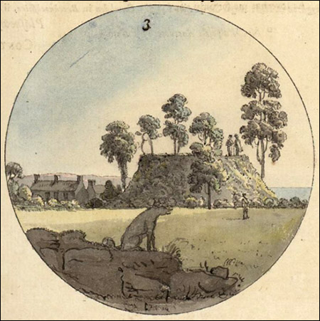 Drawing of Abergwyngregyn motte in 18th century