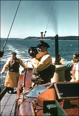 Old photo of Beaumaris lifeboat crew at sea