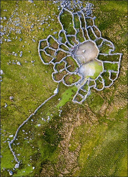 Aerial photo of Buarth Mawr y Braich sheepfold