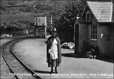 Old postcard showing Tan-y-Bwlch station mistress