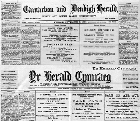 Photo of mastheads of Herald newsapers of 1906