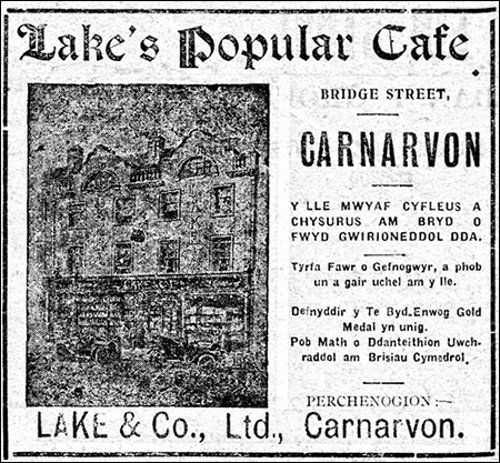 Advertisement for Lake & Co cafe from 1916
