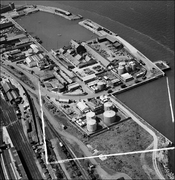 Aerial view of Victoria Dock in 1953 Aerial view of Victoria Dock in 1953