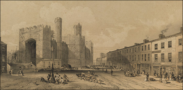 Drawing of Y Maes, Caernarfon, c.1840 Drawing of Y Maes, Caernarfon, c.1840