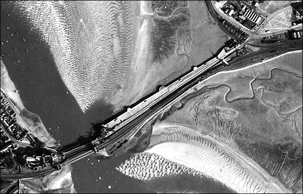 Aerial photo of Conwy Cob in 1945