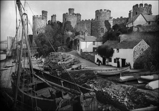 Old photo showing Conwy Customs House in centre c.1885